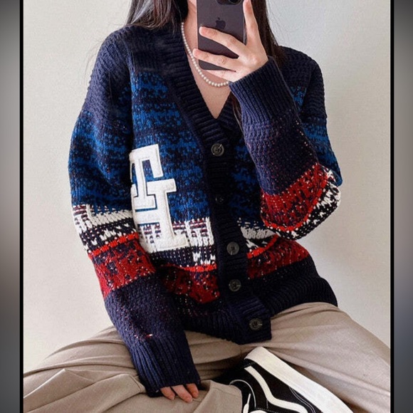 Tommy Hilfiger Ombré texture Cardigan sz Medium - Picture 7 of 16